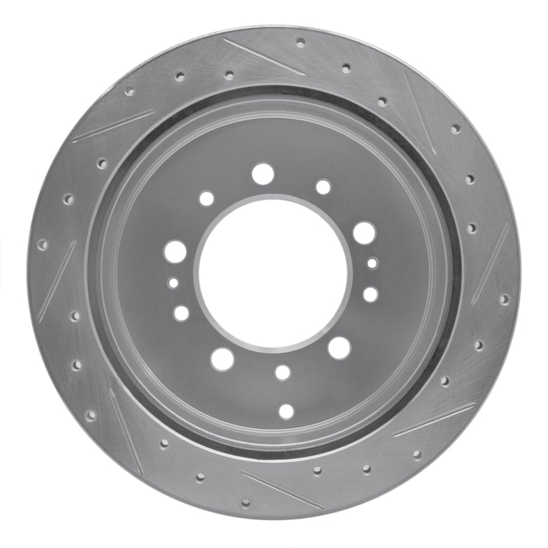 R1 Concepts Rear Left Drilled & Slotted Silver Brake Rotor | Toyota Land Cruiser (14-18 / 19-21 / 07-09 / 10-13)
