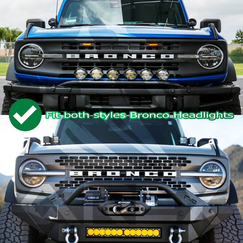 AlphaRex NOVA - Series Projector headlights (Black) for 2021 - 2026 Ford Bronco / Bronco Raptor Bronco Lighting offroad accessory | Iron Ridge Offroad