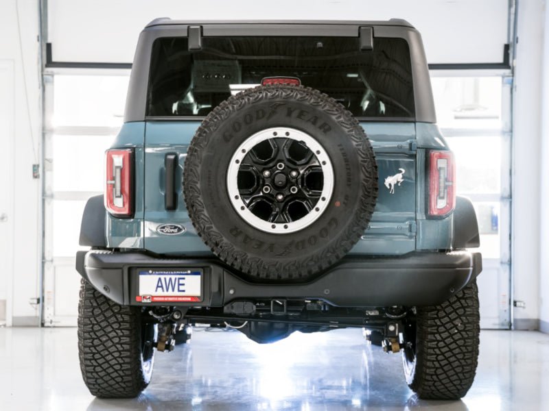 AWE Tuning 2021+ Ford Bronco 0FG Exhaust (No Tips) w/ Bash Guard Exhaust offroad accessory | Iron Ridge Offroad