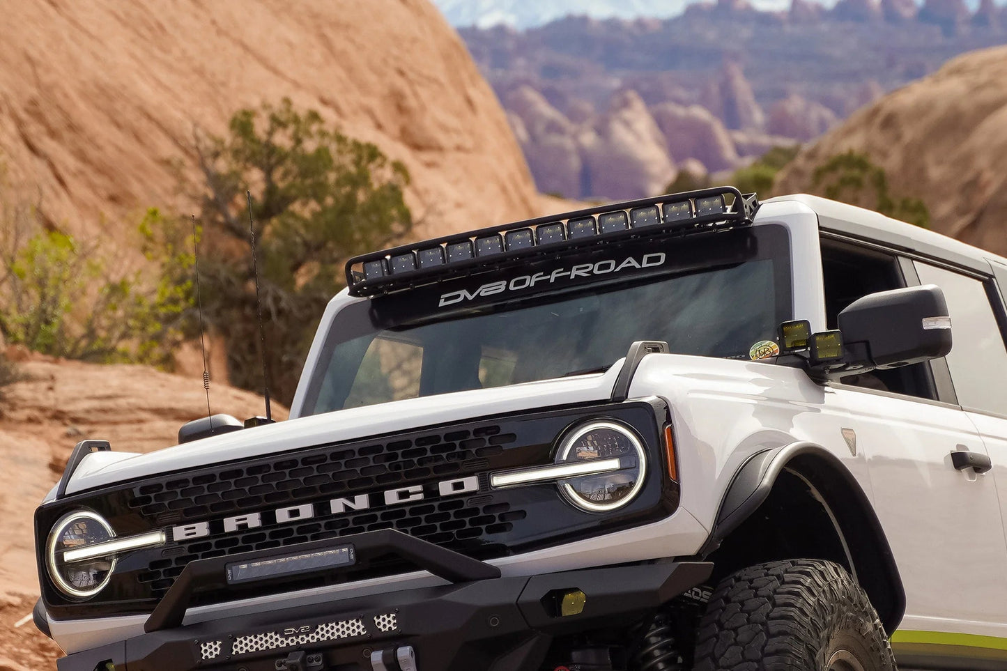 DV8 40 in Curved LED Light Bar Mount - 2021+ Ford Bronco Exterior Styling offroad accessory | Iron Ridge Offroad