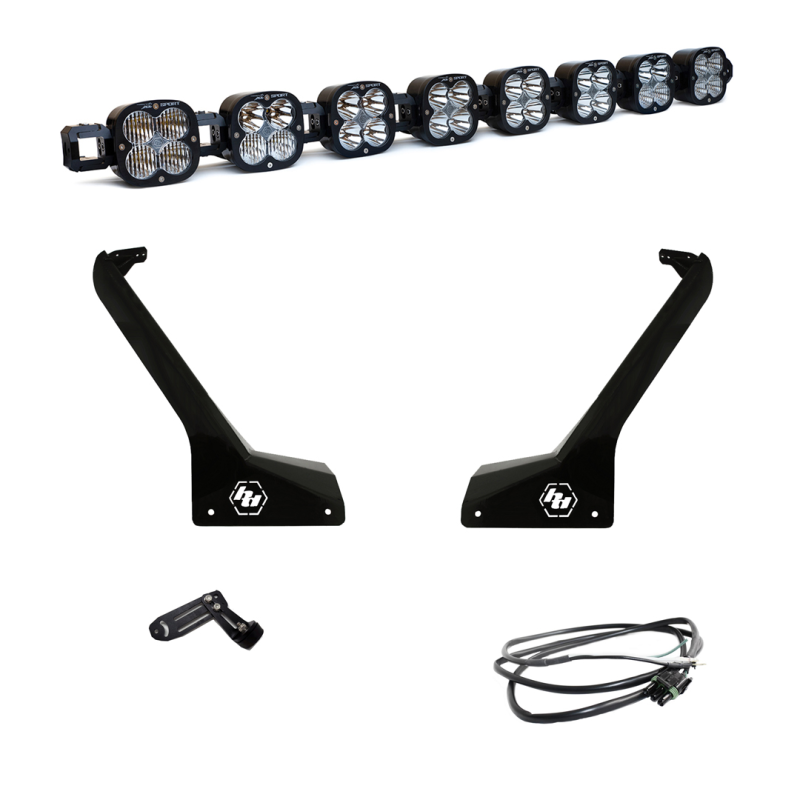 Baja Designs Roof Bar LED Light Kit 8 XL Linkable: Jeep Wrangler / Gladiator (07-26) w/ Upfitter