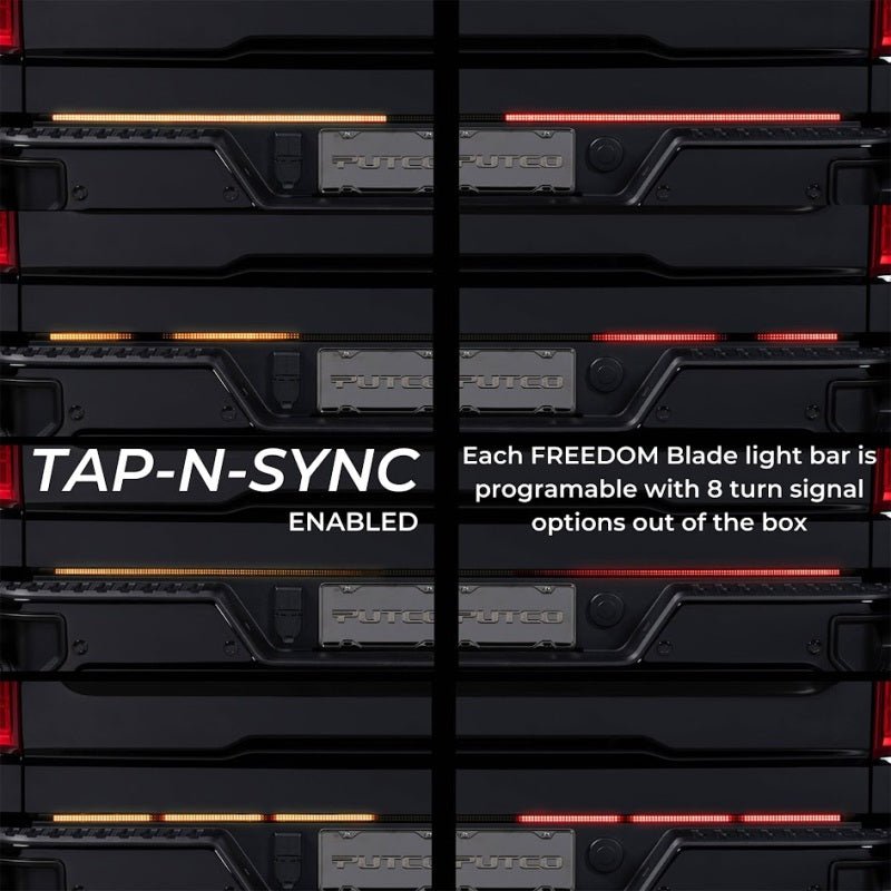 Putco 19 - 24 Ford Ranger 48In Direct Fit Blade Kit Tailgate Bars Equipped w Factory LED Taillamps Lights offroad accessory | Iron Ridge Offroad