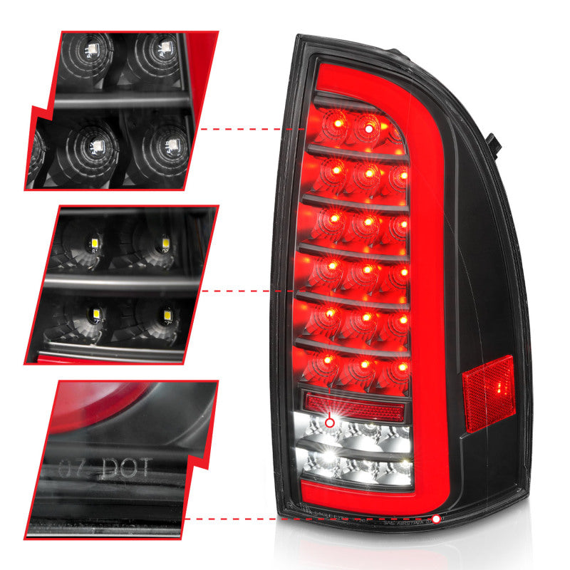 ANZO Full LED Tail Lights w/ Light Bar Sequential Black Housing Clear Lens | Toyota Tacoma (05-15) (311427)