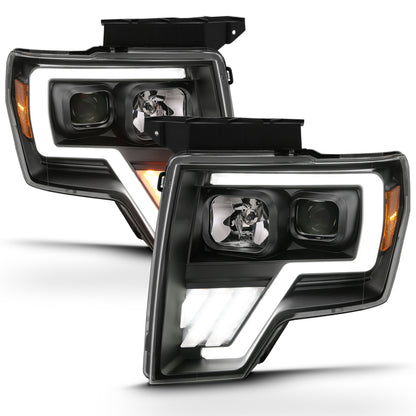 ANZO Projector Headlight Set w/Halo w/Switchback G4 Black w/Amber | Ford F-150 (09-13) (111469)