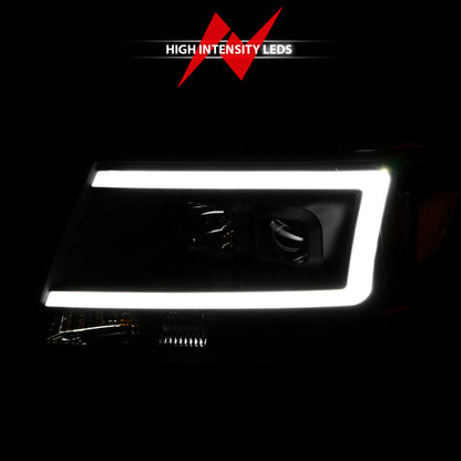 ANZO Projector Headlight Set w/ Light Bar Black Housing | Ford F-150 (04-08) (111541)