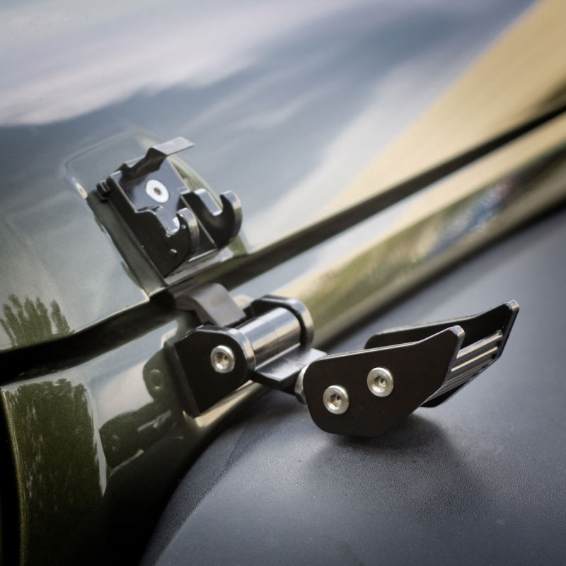 Rugged Ridge Black Aluminum Hood Catches: Fits Most Jeep Wrangler Models (2007-2018)