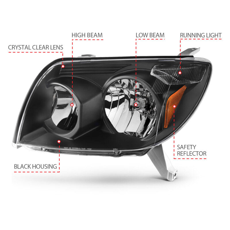 ANZO Crystal Headlights Black | Toyota 4Runner (03-05) (111394)
