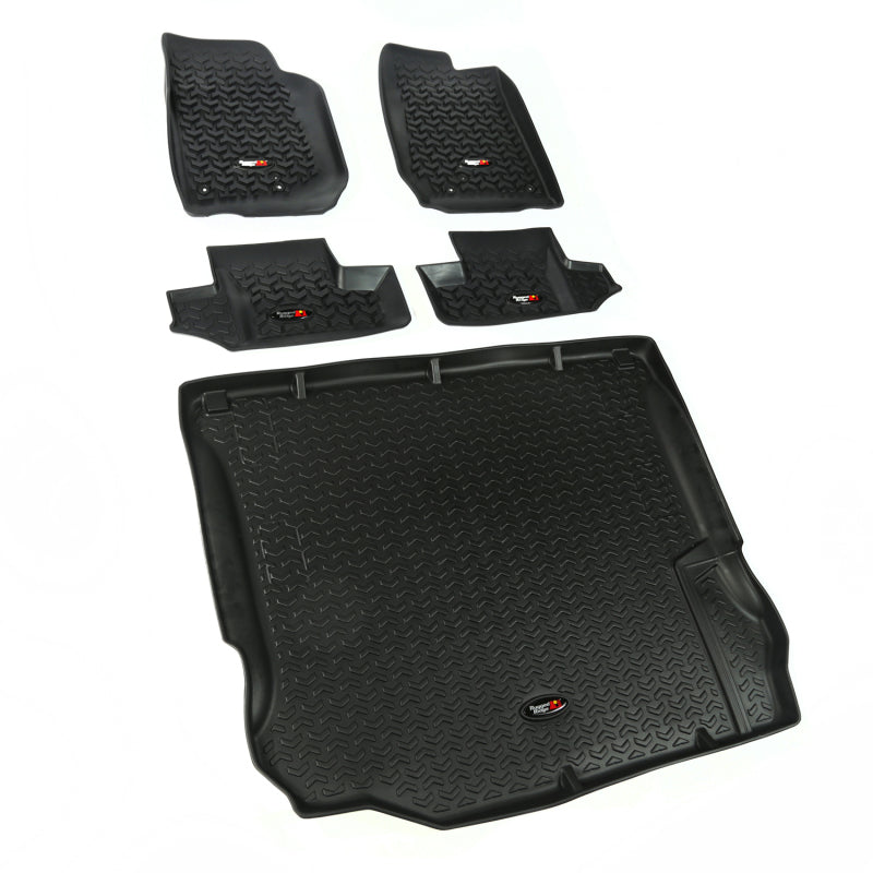 Rugged Ridge All Terrain Floor Liner Kit (F&R & Cargo): Fits Jeep Wrangler (07-18) - Black