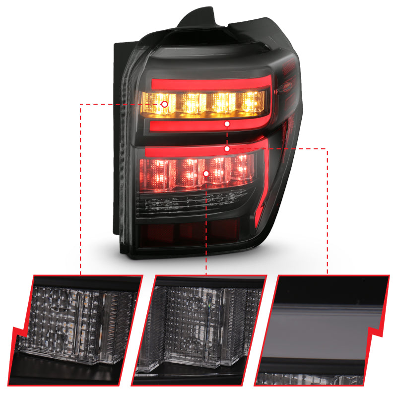 ANZO LED Tail Light Assembly Smoke Lens w/ Light Bar | Toyota 4Runner (14-20) (311312)