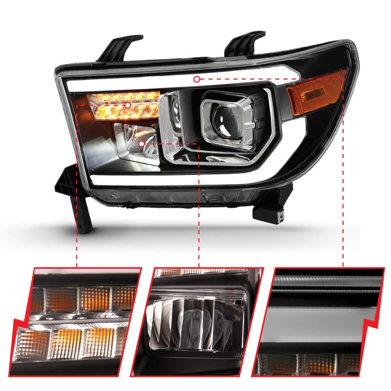 ANZO Projector Headlight Set Light Bar H.L w/Black Amber Lens | Tundra (07-14) (111447)