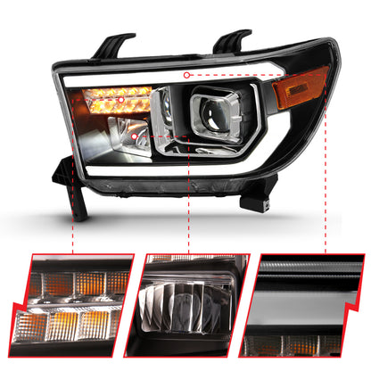 ANZO Projector Headlight Set Light Bar H.L w/Black Amber Lens | Tundra (07-14) (111447)