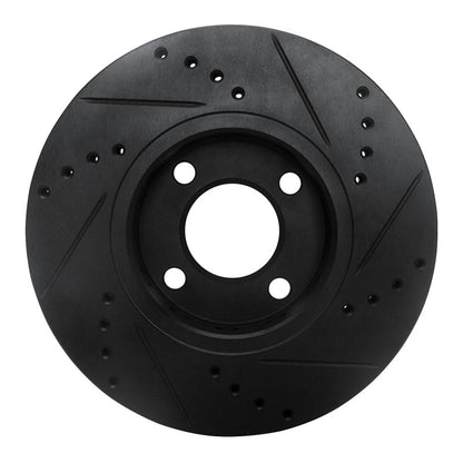 R1 Concepts 90-91 Audi 90 Quattro Front Drilled & Slotted Black Brake Rotor | Ford Ranger (19-26) (ECB-73011L)