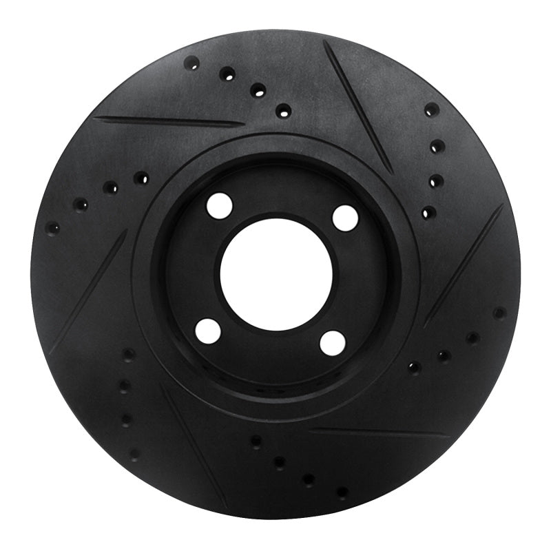 R1 Concepts 90-91 Audi 90 Quattro Front Drilled & Slotted Black Brake Rotor | Ford Ranger (19-26) (ECB-73011L)