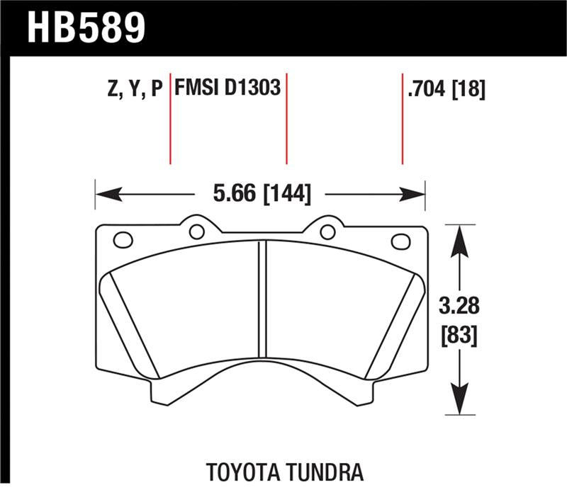 Hawk HB589P.704 Street Front Brake Pads | Toyota Tundra/Land Cruiser (08-19) (HB589P.704)