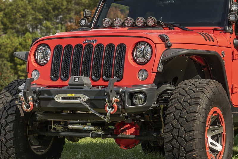 Rugged Ridge Arcus Front Bumper Set w/ Tray & Hooks: Jeep Wrangler (07-18) - Satin Black