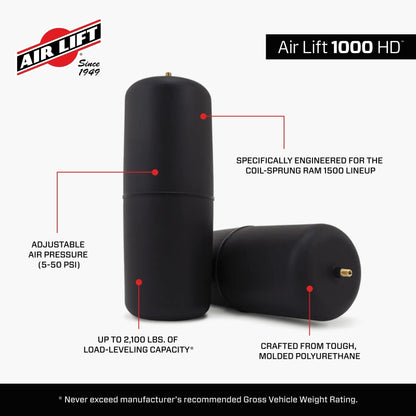 Air Lift 1000HD Rear Air Spring Kit: RAM 1500 New Body 2019-2024