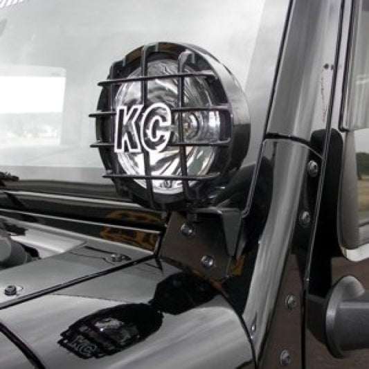 KC HiLiTES Windshield Hinge Light Mount Brackets: Jeep Wrangler JK 2007-2018