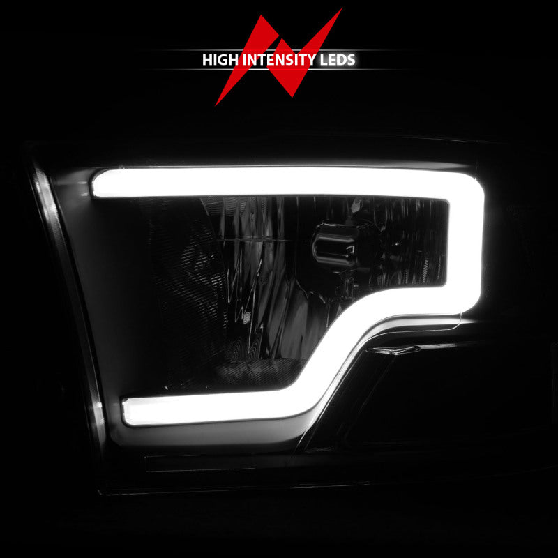 ANZO Crystal Headlights w/ Light Bar (Black): Dodge Ram 2009 - 2018 (1500, 2500, 3500)