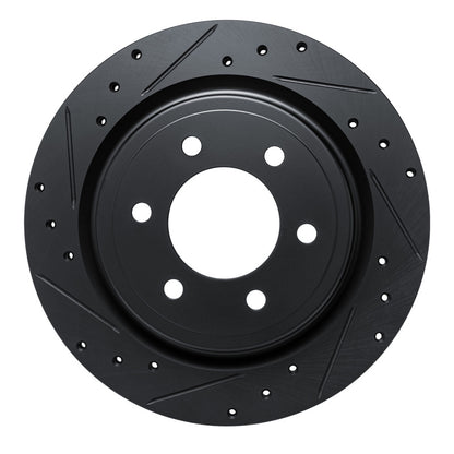 R1 2021-2025 Ford F-150 4WD Rear Left Drilled & Slotted Black Brake Rotor | Ford Bronco (21-26) (ECB-54289L)