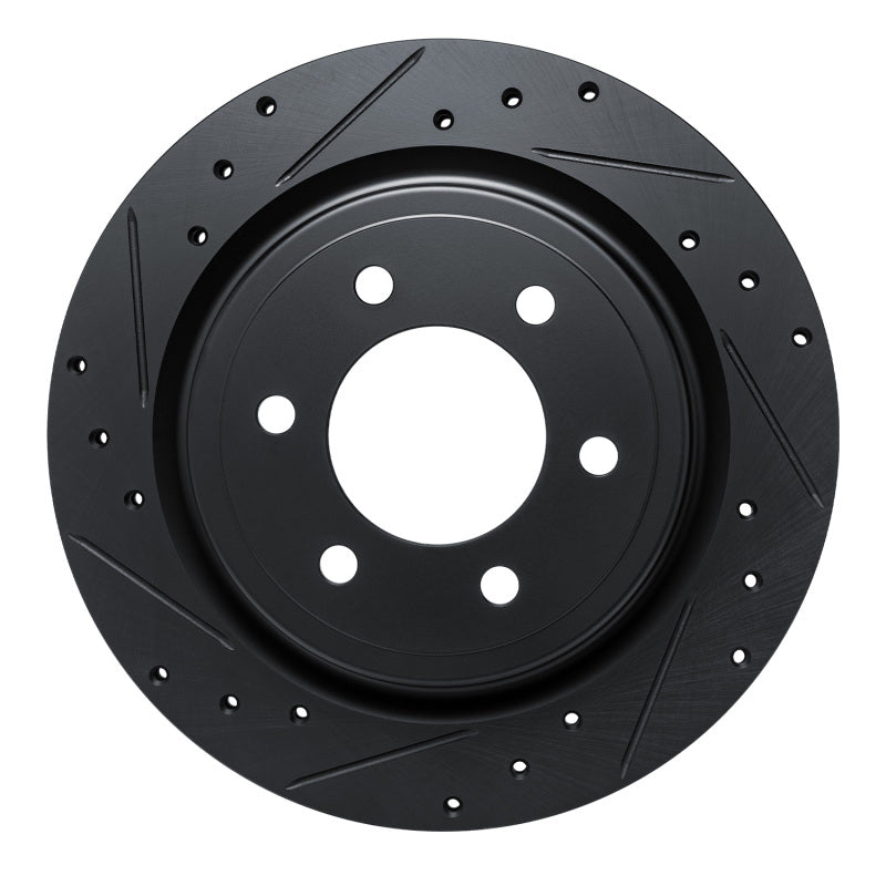 R1 2021-2025 Ford F-150 4WD Rear Left Drilled & Slotted Black Brake Rotor | Ford Bronco (21-26) (ECB-54289L)