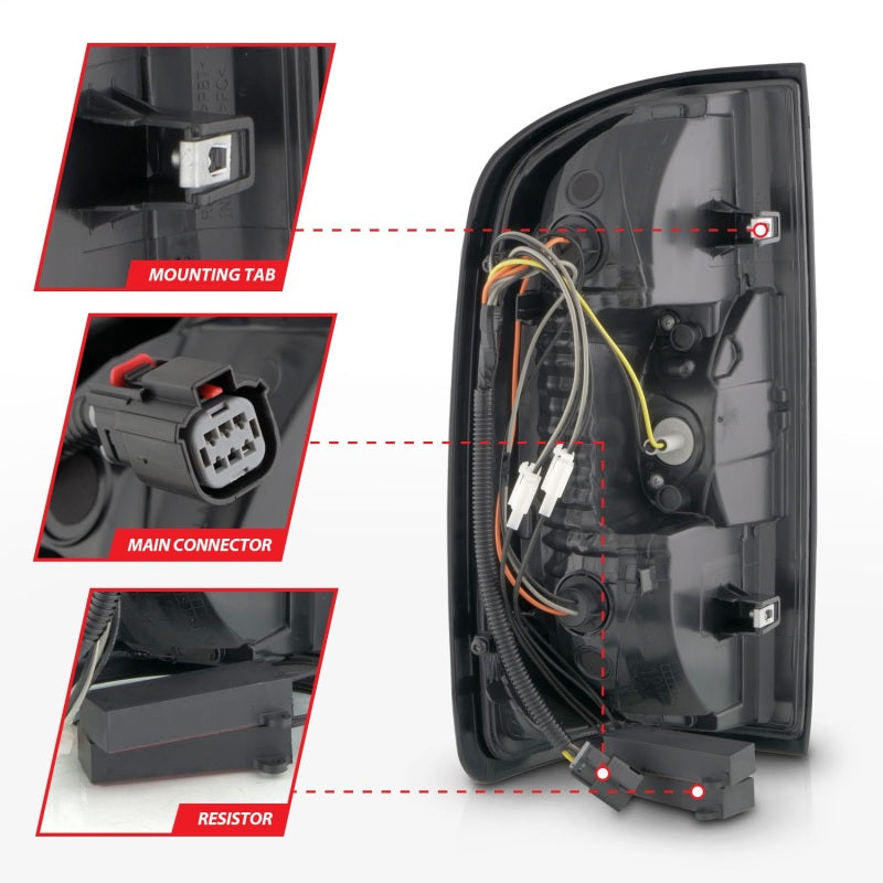 ANZO LED Tail Light Assembly w/ Red Lightbar Black Housing/Clear Lens | GMC Canyon (15-21) (311434)