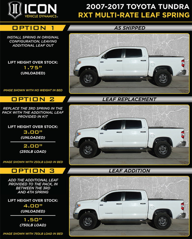 ICON 2007+ Toyota Tundra Multi Rate RXT Leaf Pack w/Add In Leaf | Toyota Tundra (07-23) (158509)