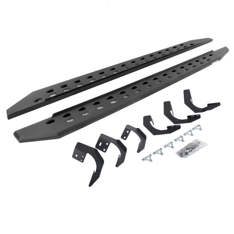 Go Rhino RB20 Slim Running Boards Kit w/ Brackets: Ram 1500 Crew Cab (19-24) - Textured Black