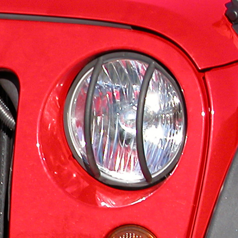 Rugged Ridge Black Headlight Euro Guards: Fits Most Jeep Wrangler Models (2007-2018)