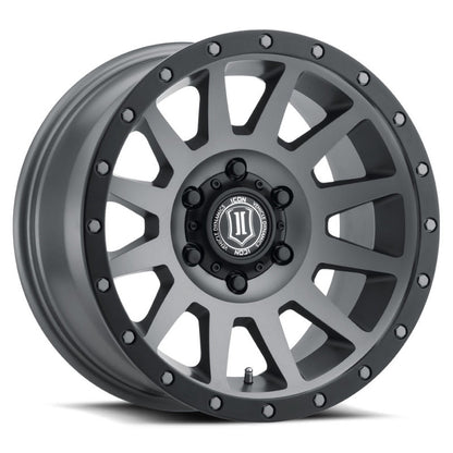 ICON 17x8.5 6x5.5 25mm Offset 5.75in BS Titanium Wheel | Ford Ranger / Ford Bronco (19-26) (2017859057TT)