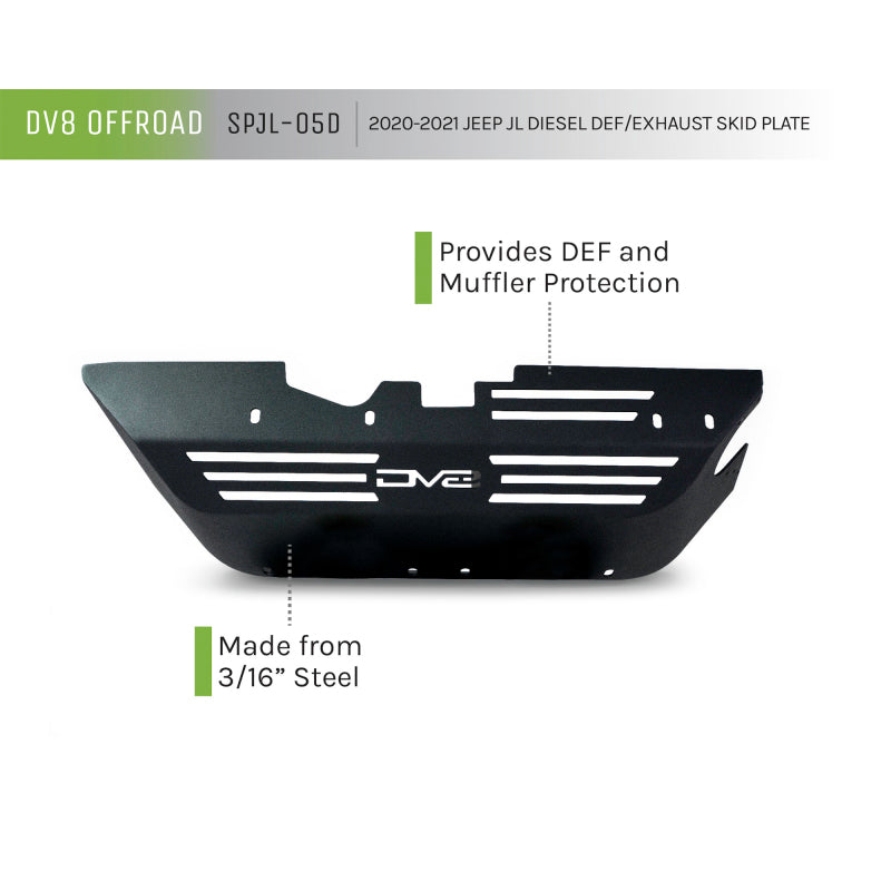 DV8 Offroad Rear Diff Skid Plate (REAR): Jeep Wrangler JL 2020-2022
