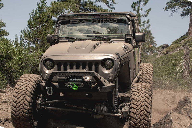 DV8 Offroad Metal Heat Dispersion Hood: Jeep Wrangler JK 2007-2018 w/ Primer Black