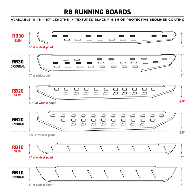 Go Rhino 21-25 Ford Bronco (excl. Sport) RB20 Slim Running Boards Kit | Ford Bronco (21-26) (69413157ST)
