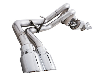 AWE 16-22 Dual Chrome Silver Tips Catback Exhaust w/ BashGuard | Toyota Tacoma (16-19 / 20-23)