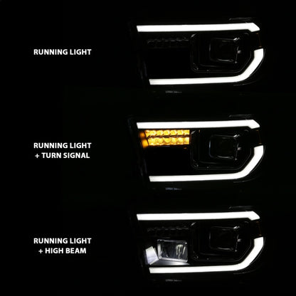 ANZO Projector Headlight Set Light Bar H.L w/Black Amber Lens | Tundra (07-14) (111447)