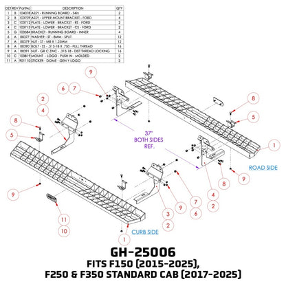 Gen-Y 15-25 Ford F-150 / 17-24 Ford F-250/F-350 Standard Cab Running Boards | Ford F-150 (15-23)