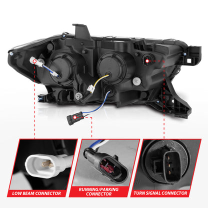 ANZO LED Projector Headlight w/ Light Bar & Sequential Turn | Toyota Tacoma (16-23) (111562)