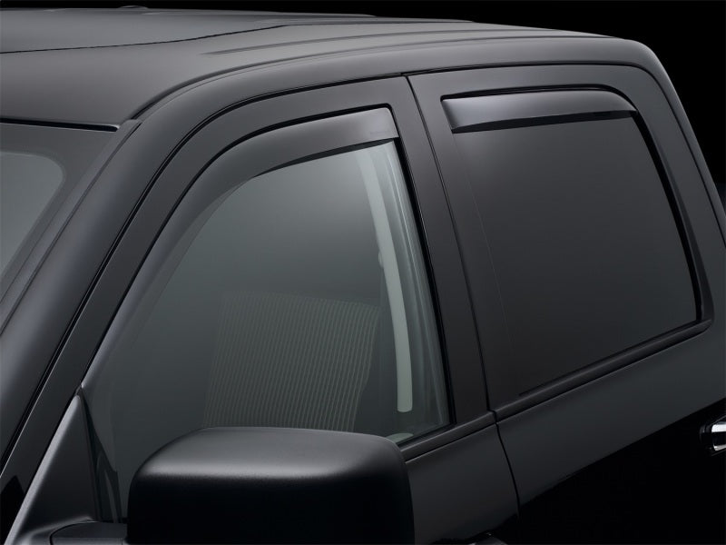 WeatherTech Side Window Deflectors (4PC): Dodge Ram Crew Cab 1500 / 2500 / 3500 (02-18) - Dark Smoke