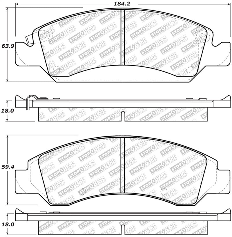 StopTech Street Select Front & Rear Brake Pads | Chevrolet Silverado 1500 (19-26) / GMC Sierra 1500 (19-26) (305.1363)