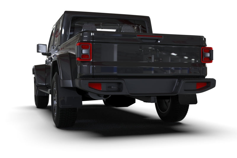 Rally Armor Black Mud Flap: Jeep Gladiator 2020-2024 w/ Metallic Black Logo
