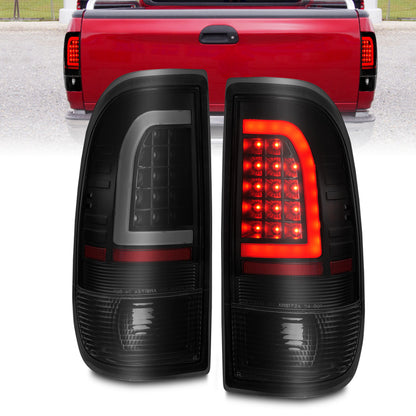 ANZO LED Tail Light Assembly w/ Light Bar Black Housing Smoke Lens | Ford F-150 (97-03) (311378)
