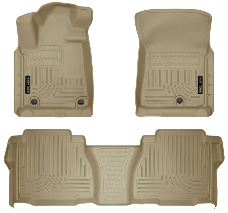 Husky Liners WeatherBeater Combo Tan Floor Liners | Toyota Tundra 12+ Double/CrewMax (98583)