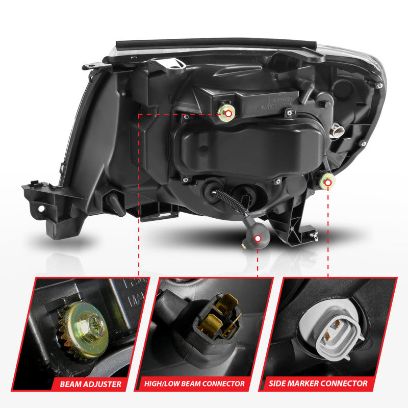 ANZO Projector Headlight Set w/ Light Bar Switchback Black Housing | Toyota Tacoma (05-11) (111564)
