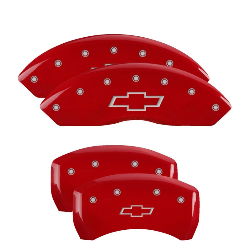 MGP 4 Caliper Covers Engraved Bowtie Red | Chevrolet Colorado (15-22) (14235SBOWRD)