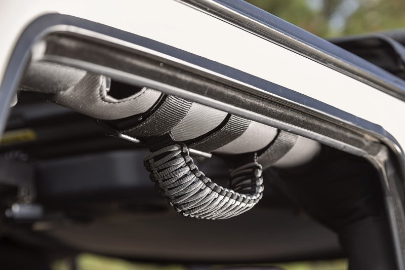 Rugged Ridge Paracord Grab Handles Gray Black (F&R): Jeep Wrangler JK / JL / Gladiator JT 2007-2024