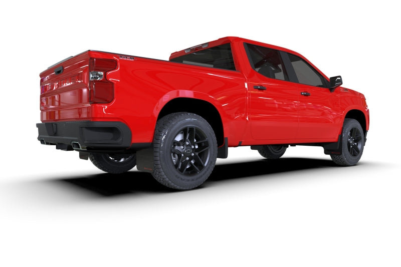 Rally Armor Gen 4 Chevy Silverado 1500 Black UR Mud Flap with Metallic Red Logo | Chevrolet Silverado 1500 (19-26)
