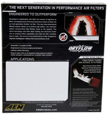 AEM DryFlow 10.5in O/S L x 9.875in O/S W x 2.188in H DryFlow Filter | Ford F-150 (13-14, 09-12, 24-26, 21-23) / Ford F-150 Raptor (10-14) (28-20385)