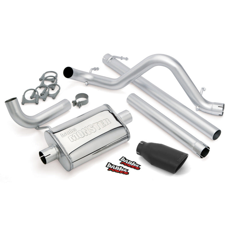 Banks Monster Exhaust System 2.5in Tip (REAR): Jeep Wrangler JK 2007-2011 3.8L - Black