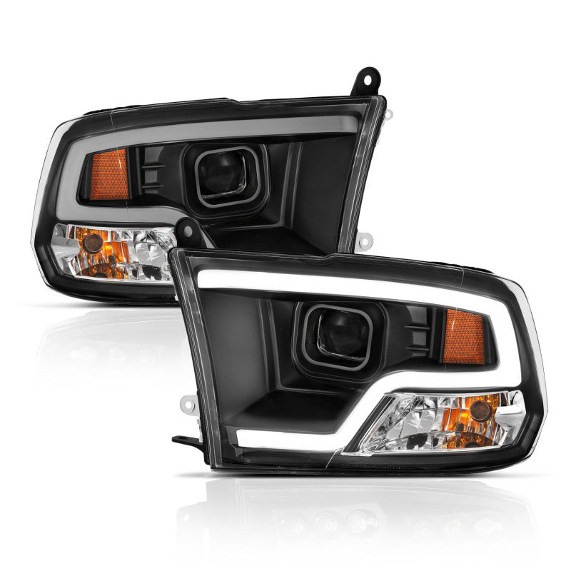 ANZO Plank Style Projector Headlights w/ Halo (Black): Dodge Ram 1500 2009 - 2018
