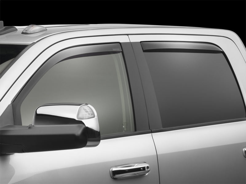 WeatherTech Side Window Deflectors (4PC): Dodge Ram Crew Cab 1500 / 2500 / 3500 (02-18) - Dark Smoke