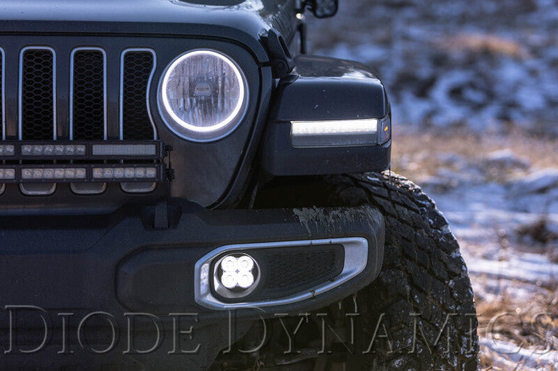 Diode Dynamics SS3 Sport LED Fog Light Kit Amber Backlit White (FRONT): Jeep Wrangler JK 2007-2018 / JL 2018-26 / Gladiator JT 2020-24 10th Anniversary Metal Bumper